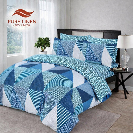 Pure Linen Printed Cotton Bedsheet Set – (3 Pcs)